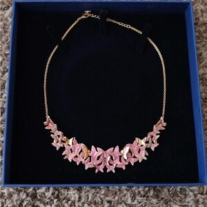 Swarovski Pink Butterfly Floral Necklace
